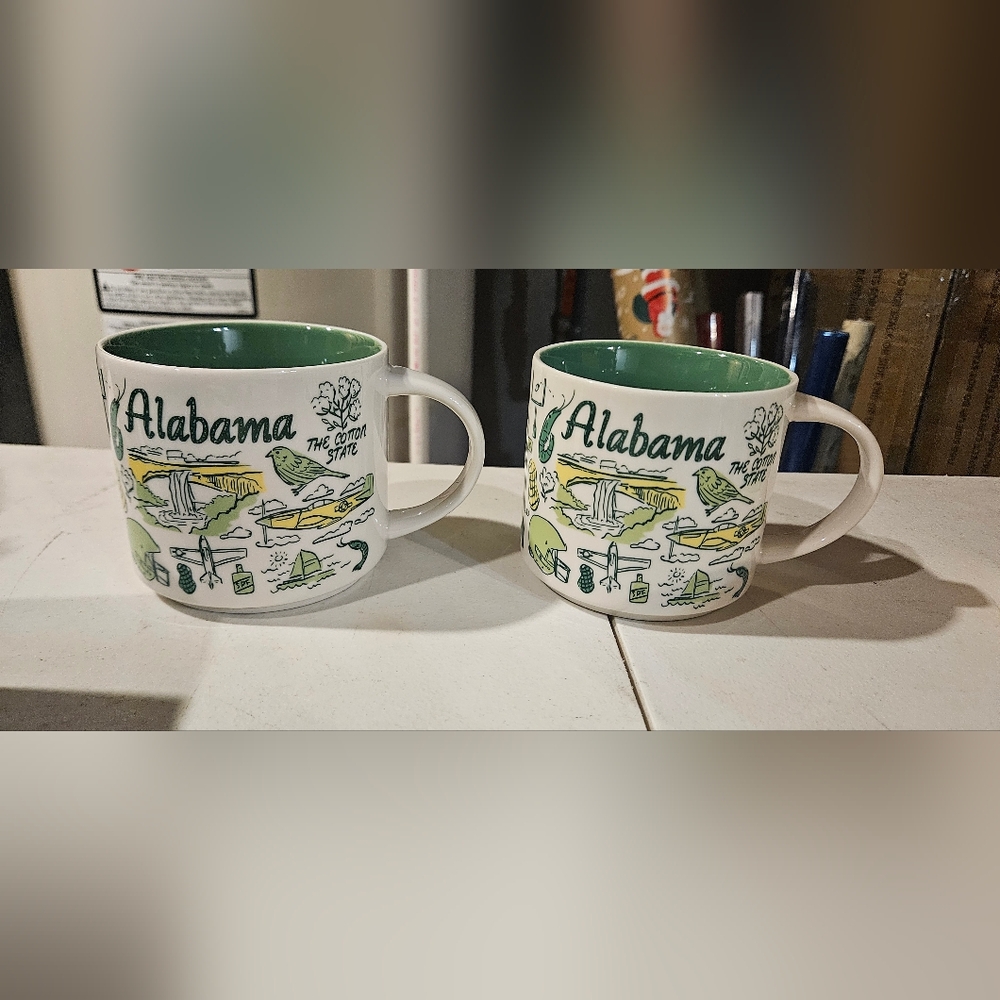 Starbucks Alabama Mug Set - Green and White